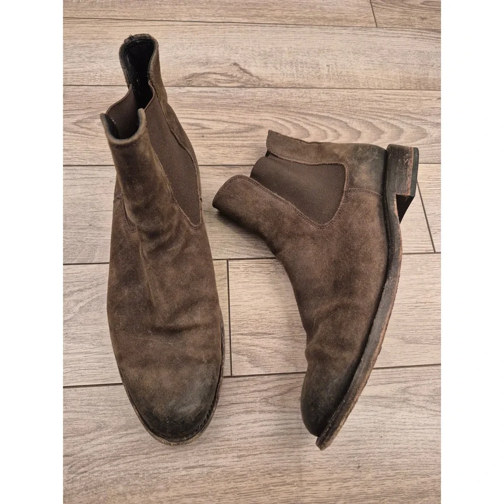 Thursday‎ Boot Company Dark Brown Suede Chelsea Boots Distressed Ankle Sz 8.5